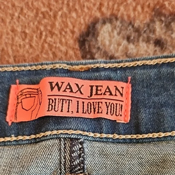 Wax Jean-Butt,I Love You-  Distressed Blue Jeans - Picture 4 of 10